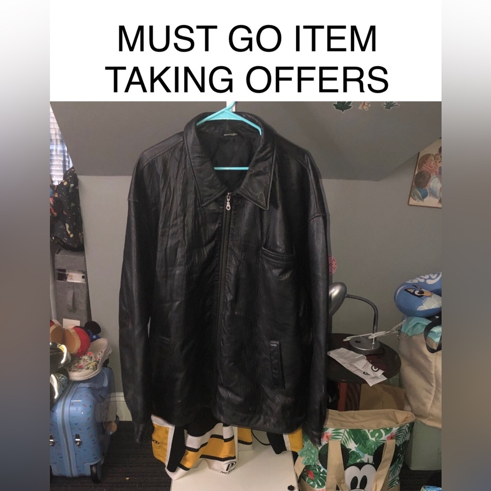 ⛵️ Men's Vintage Black Leather Jacket ❣️Ship Alone❣️